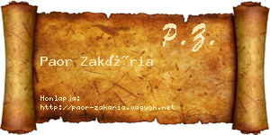 Paor Zakária névjegykártya